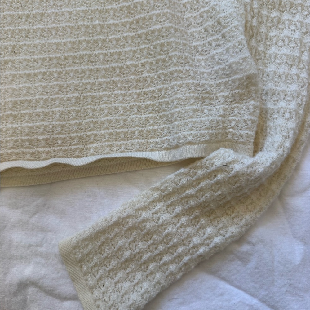 White + Warren Merino Wool Textured Cream Sweater xs - Picture 3 of 6